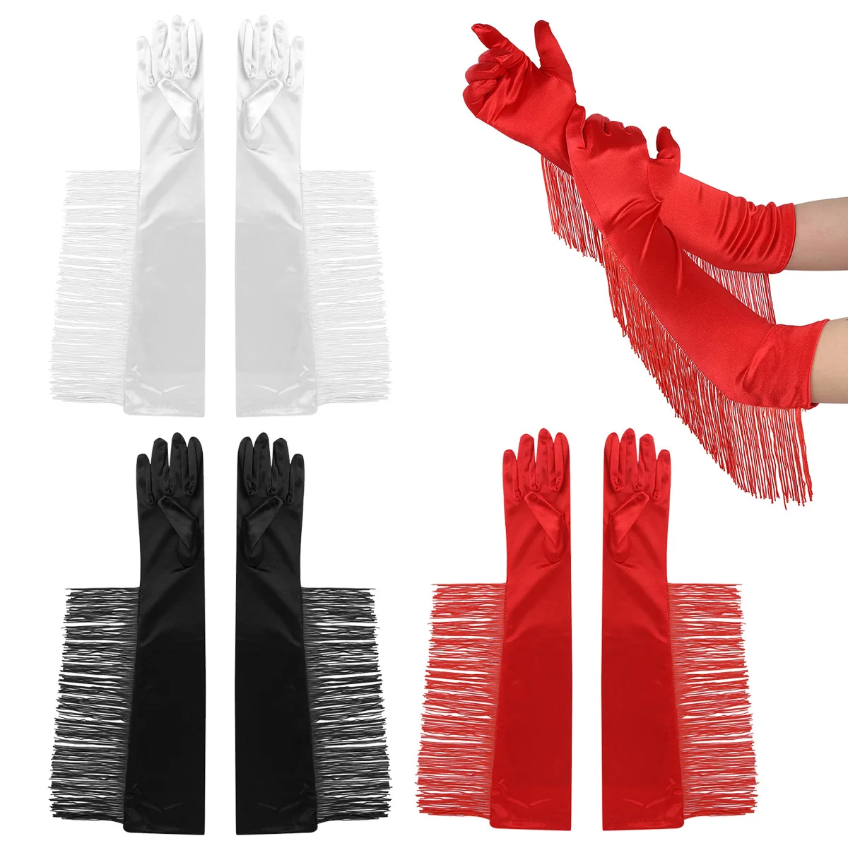 Женские Элегантные винтажные атласные длинные перчатки длиной до локтя с