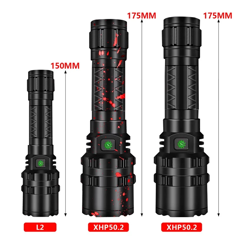 Самый мощный фонарик XHP50.2 светодиодный фонарь Xlamp L2 фонарь Водонепроницаемый светодиодный фонарь охотничий фонарик 18650 26650 аккумулятор