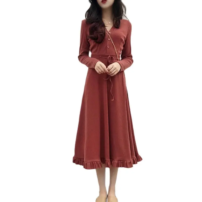 

Платья во французском стиле платикодон Великолепный цветочный ретро Ранняя осень Женское платье 2021 неувядающая длинная серия платья знаме...