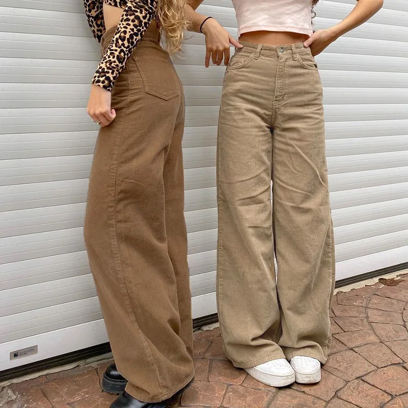 Брюки вельветовые в винтажном стиле для девочек подростков теплые мешковатые