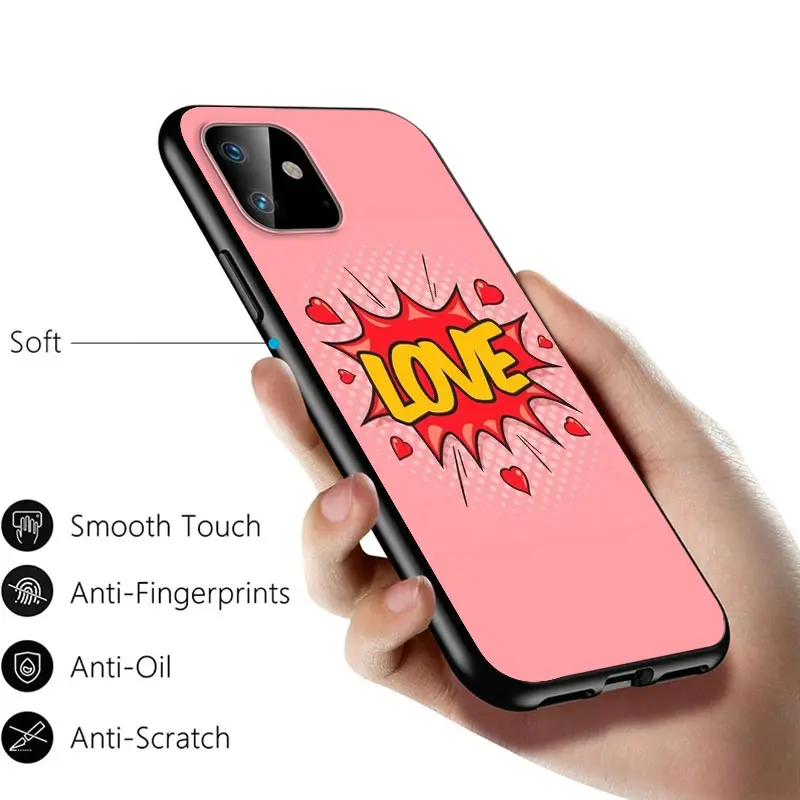 

Hot POP Art For Apple iPhone 12 11 Pro Max mini XS Max XR X 8 7 6 6S Plus 5S SE 2020 Soft Black Phone Case
