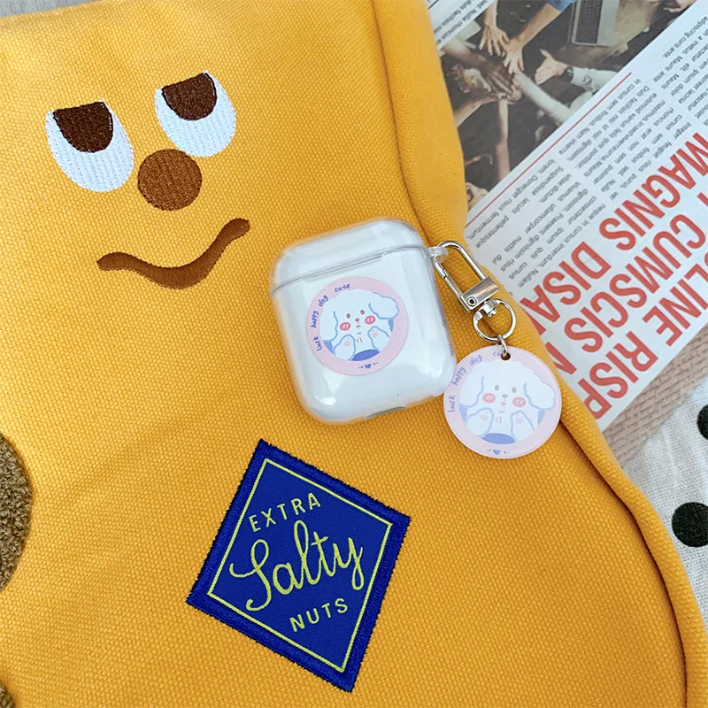 

For Airpods Case Cute Girl Lucky Happg Bear Case Pendant Bluetooth Headset Soft Cover Air Pods For Airpods 1 2 Protection Case
