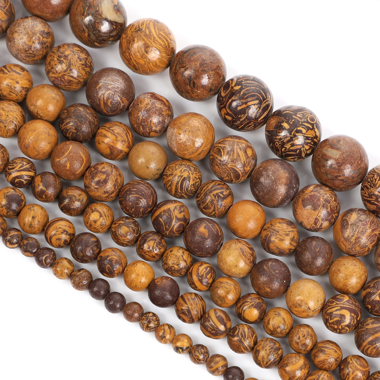 15-полосный натуральный камень из тибетского буддизма из нанму-дерева, круглые свободные бусины для изготовления ювелирных изделий браслета 4-12 мм.