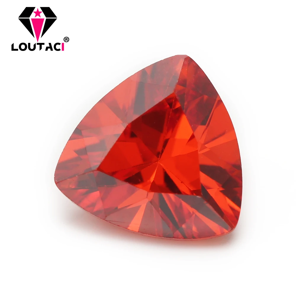 

LOUTACI Fashion Style Lady Jewelry Gemstone 5A Orange Color Trillion Shape Cubic Zirconia Small Size 3x3-6x6mm