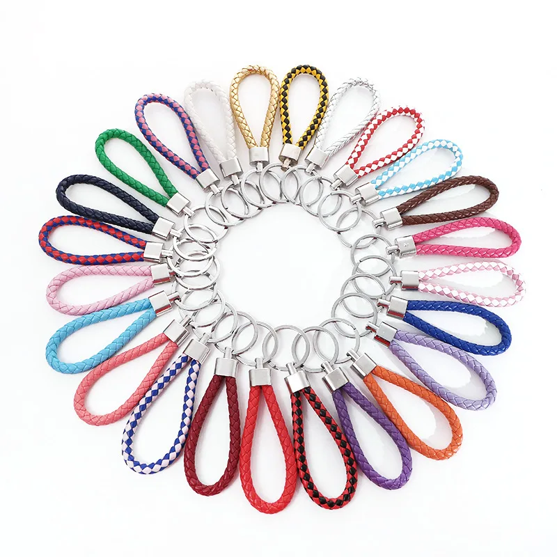 

Creative Woven Leather Cord Keychain Key Accessories Metal Key Chain Key Ring Car Key Pendant Small Gifts Wholesale
