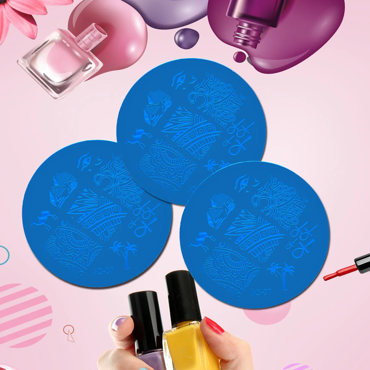 Пластины для дизайна ногтей BeautyBigBang набор стемпинга круглые пластины из