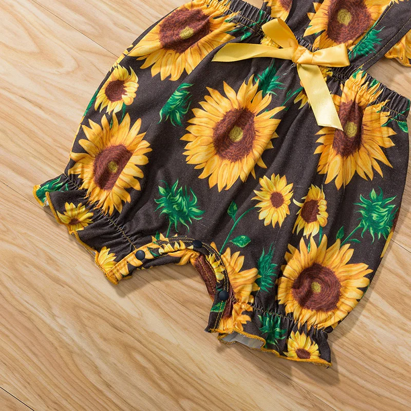 

Summer Newborn Infant Baby Girl Clothes Sunflower Print Romper Cotton One-piece Romper 3-18 Months