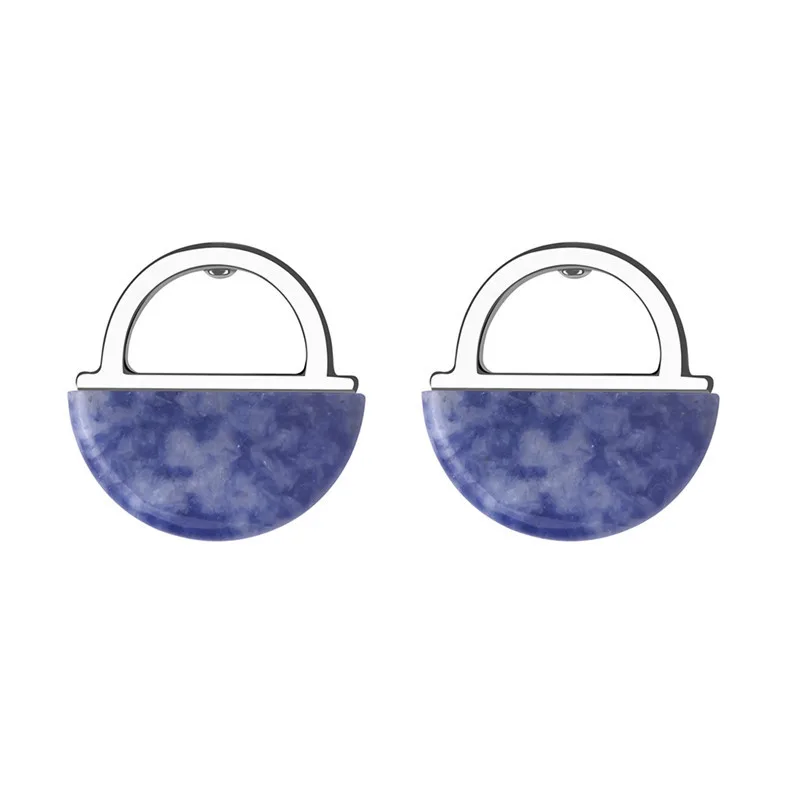 

TIMEONLY Korean Style Multi Colors Natural Stone Drop Earring Lock Shape Metal Charm Earrings for Women Girls Statement Jewelry