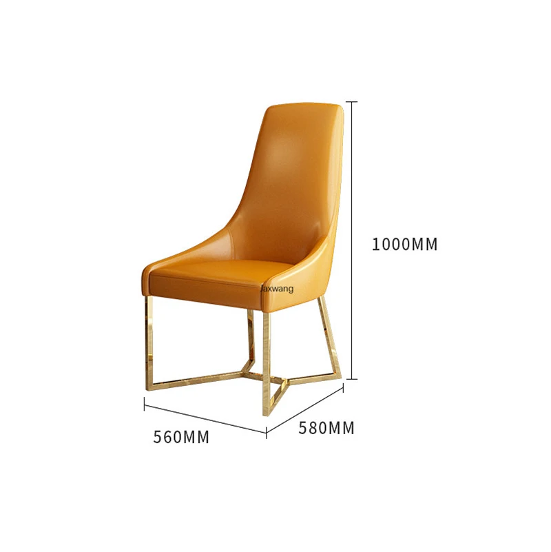 

Nordic Dining Chair for Kitchen Luxury Leather Backrest Home Furniture Simple Living Room Modern Stainless Steel Dining Chairs