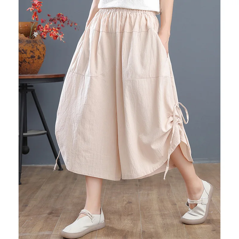 Брюки женские с широкими штанинами завышенной талией Свободные повседневные