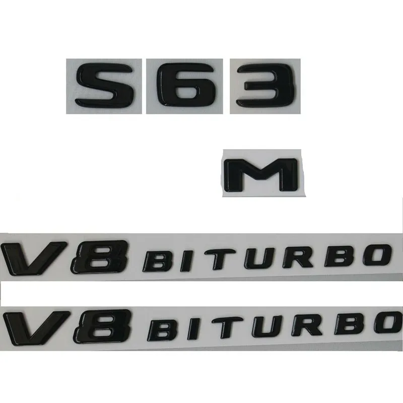 Блеск для губ и черными буквенными принтами S63 AMG V8 BITURBO значки-эмблемы Mercedes Benz W222 |