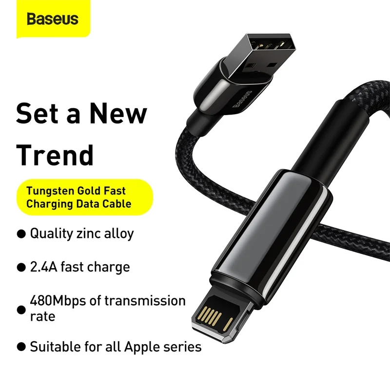 USB-кабель Baseus для iPhone 12 11 Pro XS Max XR X 8 7 6S 2 4 А кабель быстрой зарядки и передачи данных