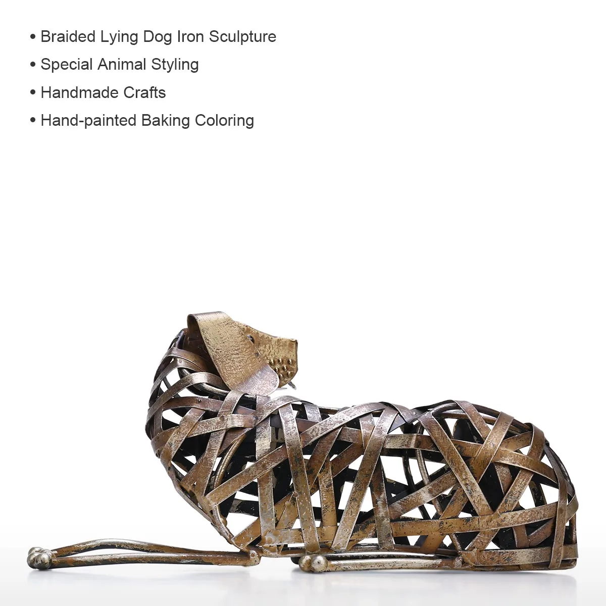 Tooarts Braided Dog Sculpture Modern Iron Ornament Creative Figurine Handmade Craft Special Animal home accessories | Дом и сад