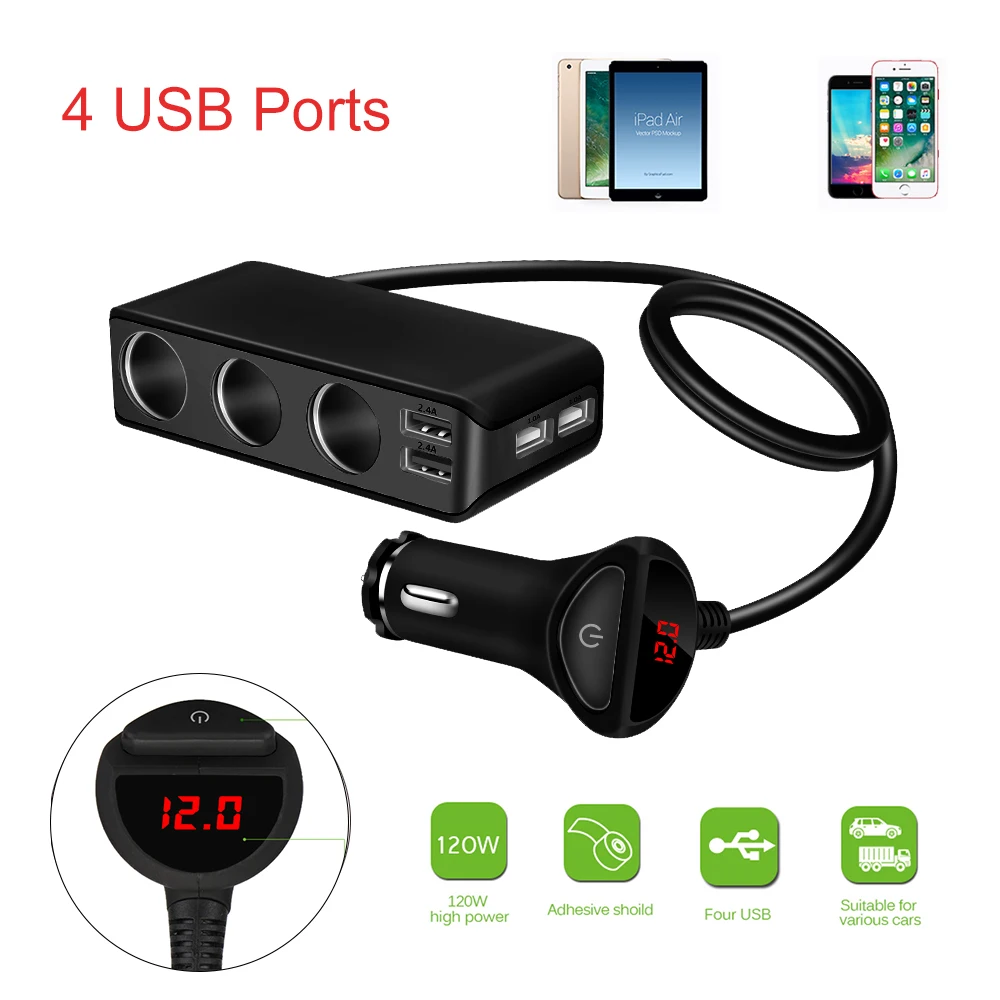 Powstro 6.8A к автомобильному зарядному устройству с 4 USB портами для IPhone IPad Samsung