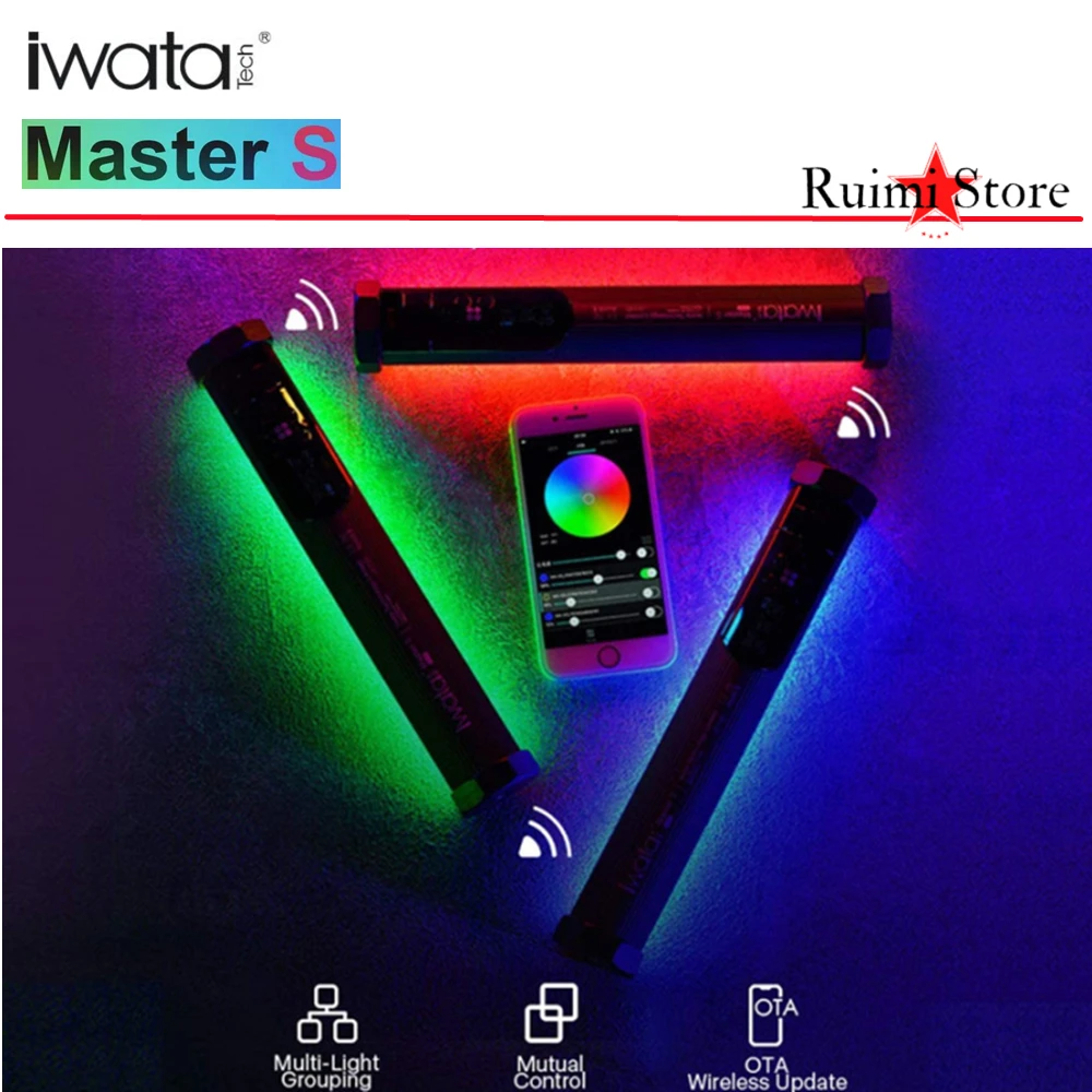 

IWATA Master S RGB Soft Tube light Portable Handheld Photography Lighting Stick Phone APP Control Multiple Scenes Fill Light 6w