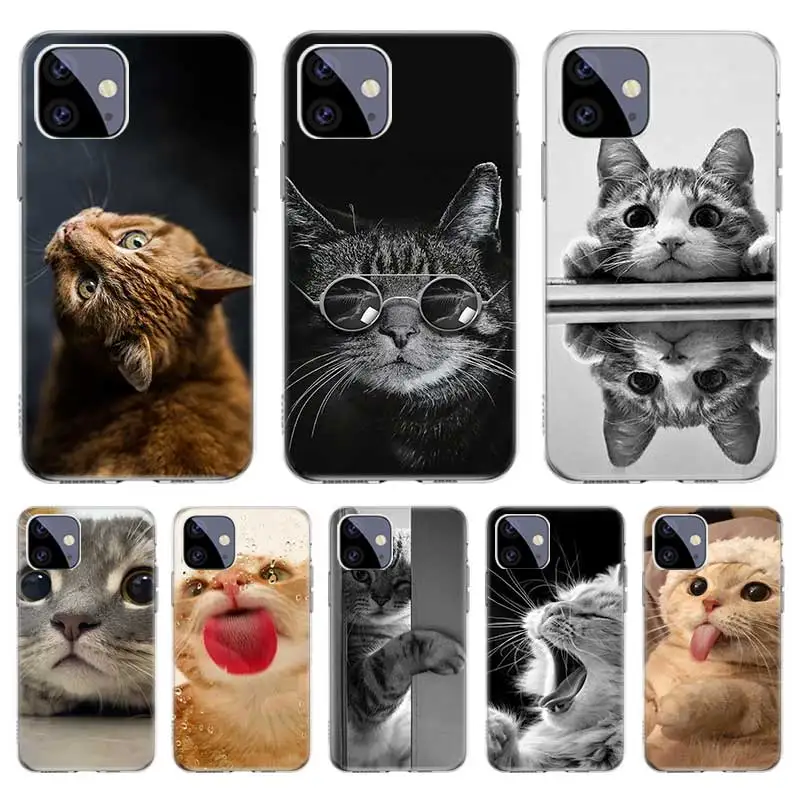 

Lovely Cat Soft TPU Bumper Case For Iphone 11 Pro 12 Pro Max 13 7 8 Plus XR XS Max X 12 Mini 6 6S SE 2020 SE2 Cover Shockproof