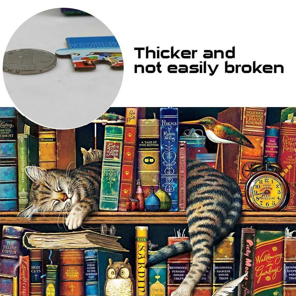

Bookshelf Kitten 1000 Pieces Adult Children Puzzle Holiday Gift Of Adult DIY Animal Landscape Geometric Photos