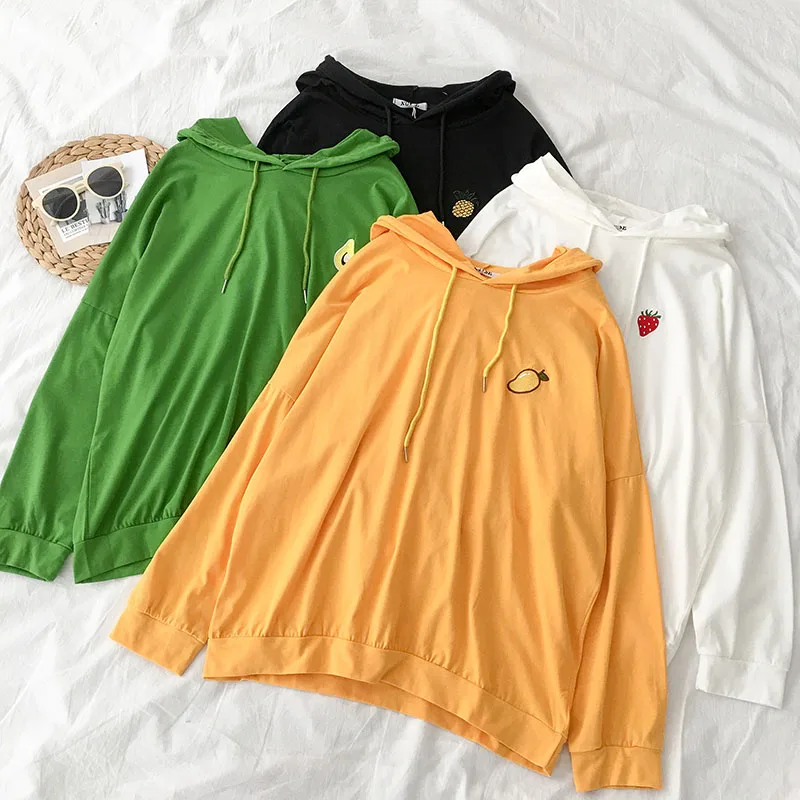 Худи толстовки в Корейском стиле с фруктами авокадо женский зеленый милый