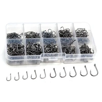 500pcs mixed size fishing hook 312 carbon steel carp fishhook jig barbed with hole golden black electroplated fishhooks