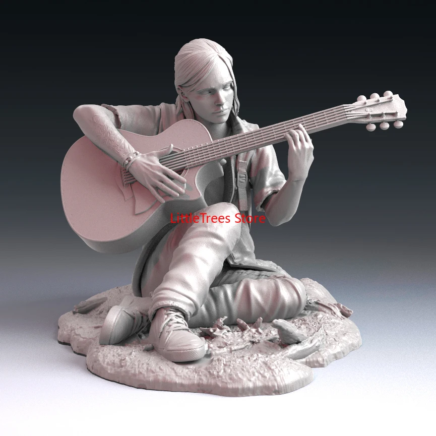 

60mm Resin Model Kits Girl Ellie Play Guitar 3D Print Figure RW-069