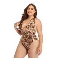 leopard v neck one piece swimsuit sexy crisscross back women new girls beach bathing suits swimwear bathing suit plus size