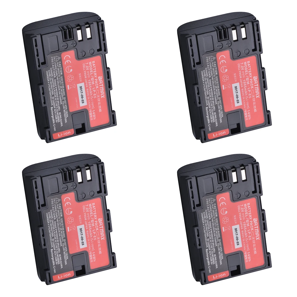 4Pcs 1 шт. Высокая реальная емкость LP-E6 LP E6 LP-E6N батарея Япония Sanyo ячейка для Canon EOS 6D 7D 5DS 5DSR 5D Mark II IV 5D 60D 60Da 70D - Цвет: 4Pcs