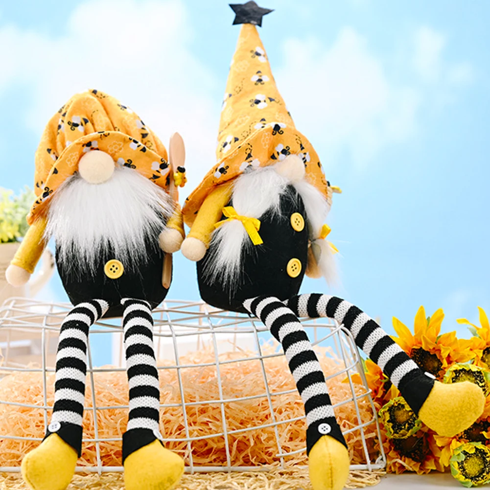 

2021 Hot Bumble Bee Striped Doll Elf Plush Beard Dolls Faceless Doll Bumble Long Legs Toy Decoration Plush Boyand Girl