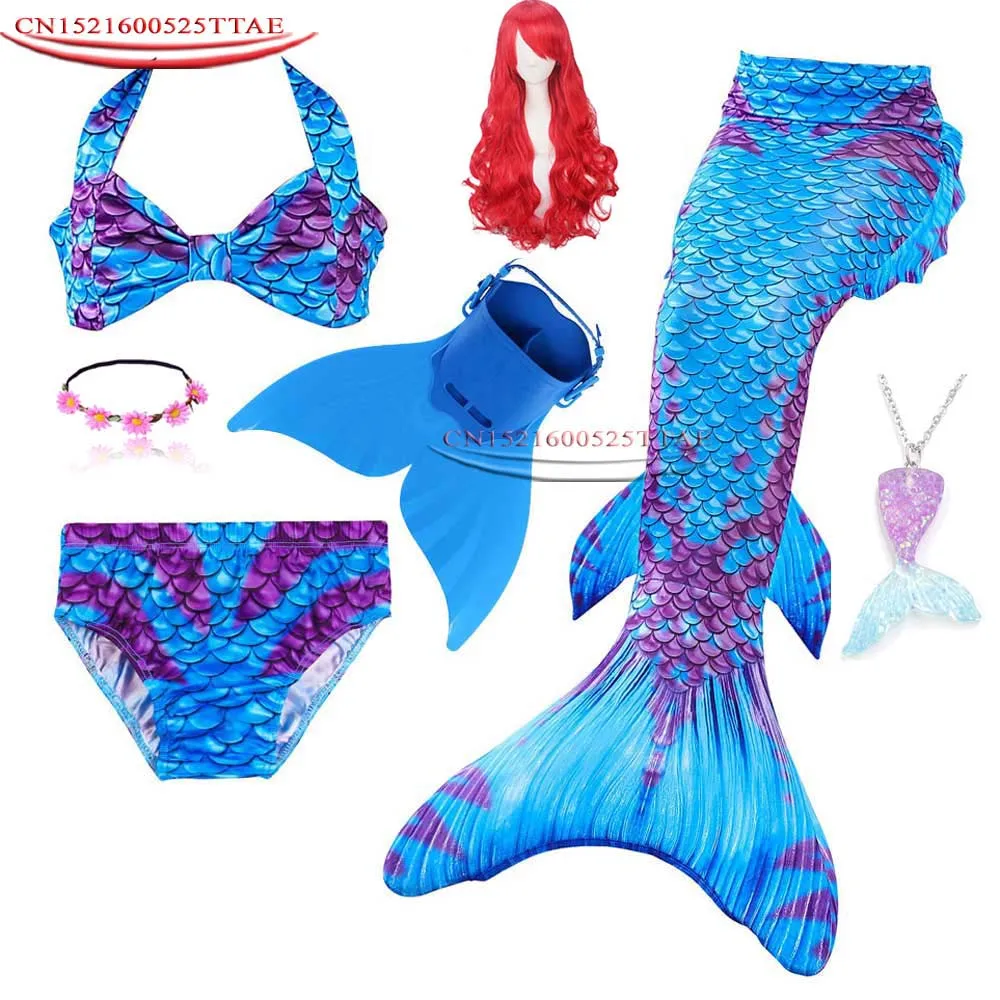 Детский купальный костюм русалки с хвостом моноластами для девочек бикини