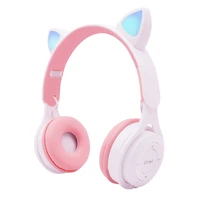 flashing led cute cat ears headphones bluetooth wireless headset with mic tf fm kid girl stereo music earbud phone earphone gift