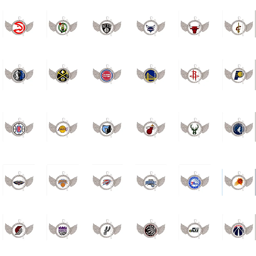 

США Команда баскетбола шармы Серебряные Кристаллы Крылья Ангела стеклянный браслет ожерелье ювелирные изделия подвесные шармы DIY