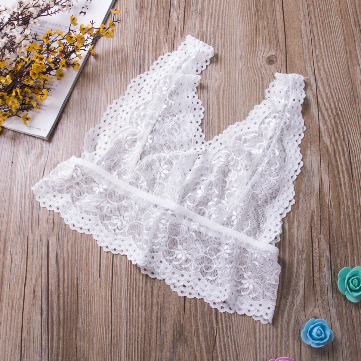 Бюстгальтер женский кружевной пикантный Бралетт с цветочным рисунком