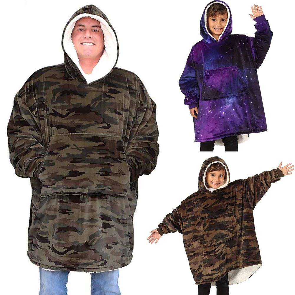 

Winter Fleece Thickened Warm Hoodies Sweatshirts Pullovers Children Bathrobe Kids Boy Girls Home Casual Blanket