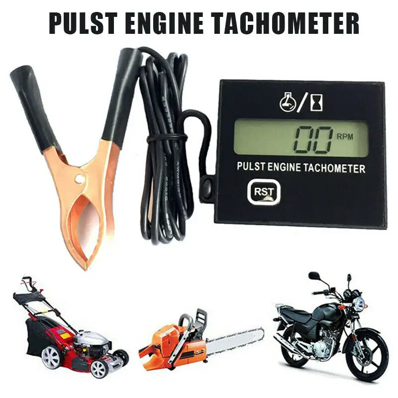 

Gasoline Motor Powered Tachometer Electric Hour Function Black Chainsaw