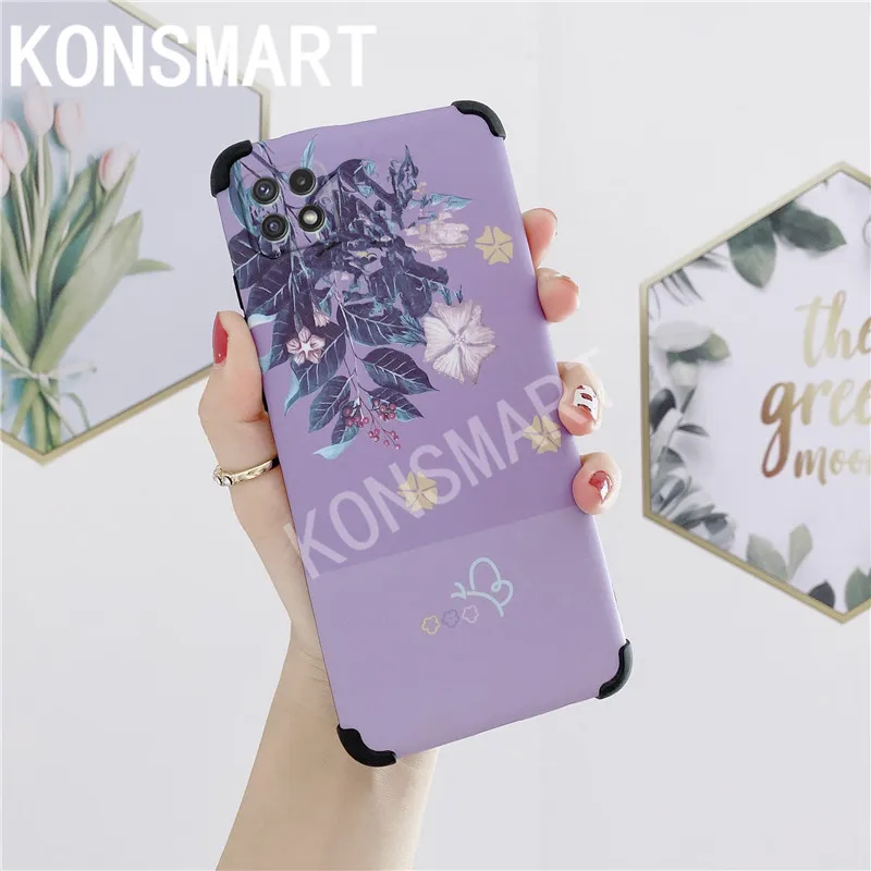

KONSMART For Samsung A22 5G Case Samsung Galaxy A22 2021 M32 Silicone Phone Case Luxury Flower Hard Back Cover