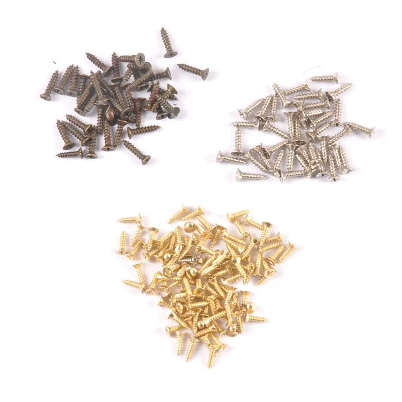 100 шт. серебряный/золотой/Бронзовый винт с плоской головкой маленькая мебель для