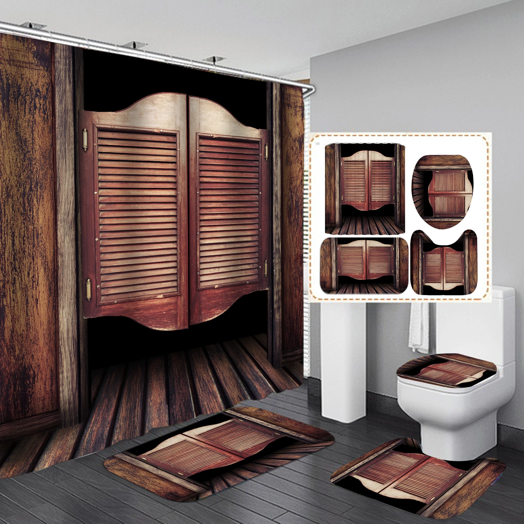 

Funny Door Pattern Shower Curtain Colorful Bathroom Curtain Frabic Waterprood Polyester Bath Curtain De Home Textiles With Hooks