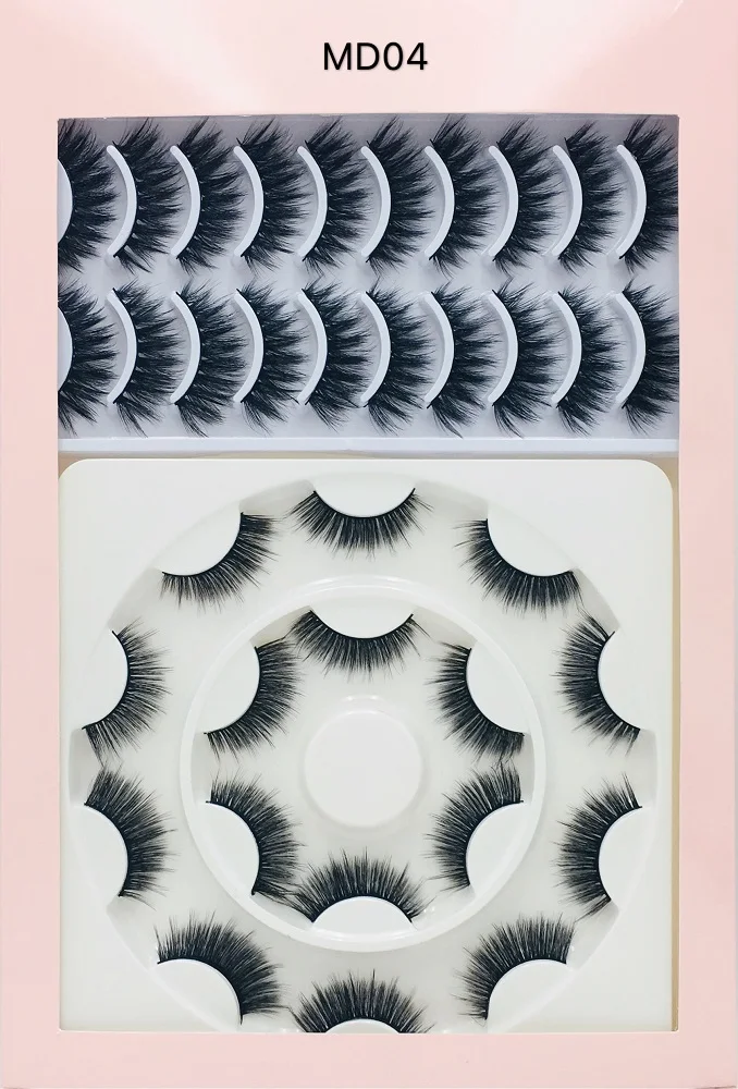 NEW16/18 пар Мультипак 3D мягкая норка накладные ресницы ручной работы пушистые длинные ресницы натуральные инструменты для макияжа глаз ресницы - Цвет: 18pairMD04