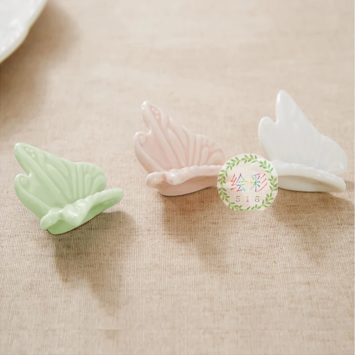 Керамическая подставка для ручек исследование четыре сокровища палочки для еды, розового, белого, зеленого цвета в форме бабочки, белый фар...