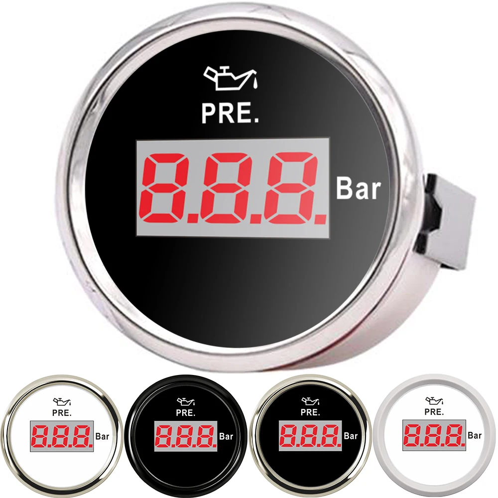 52 мм цифровой датчик давления масла автомобильный лодочный счетчик 0-5/0-10 бар с