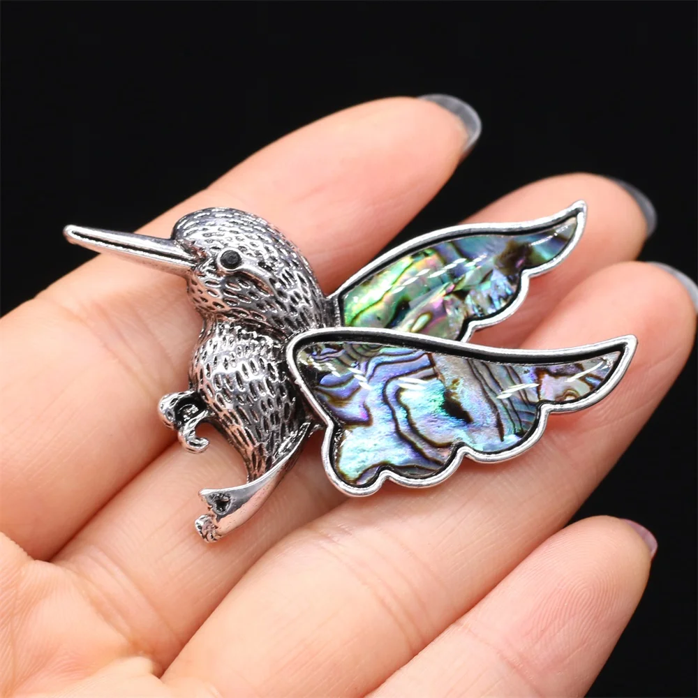 

Natural Shell Pendant Blue Green White Hummingbird Shell Brooch Pendant for DIY Jewelry Making Women Jewelry Gifts Size 54x30mm