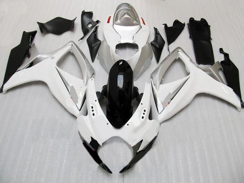 Набор обтекателей мотоцикла для GSXR600 750 K6 06 07 GSXR 600 GSXR750 2006 2007 ABS белый серебристый