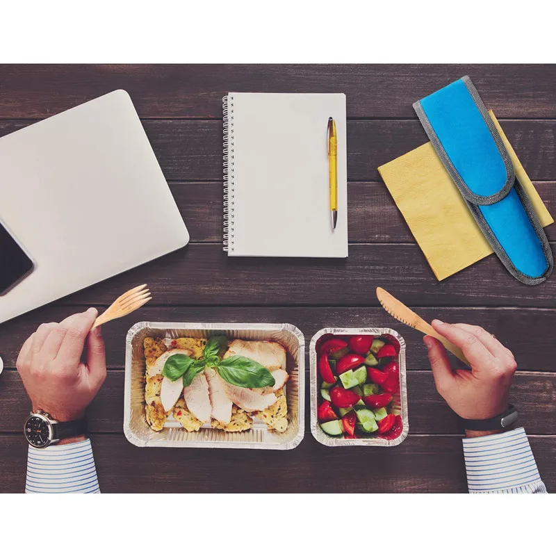 Бамбуковый дорожный набор столовых приборов Бамбуковая вилка нож ложка палочки