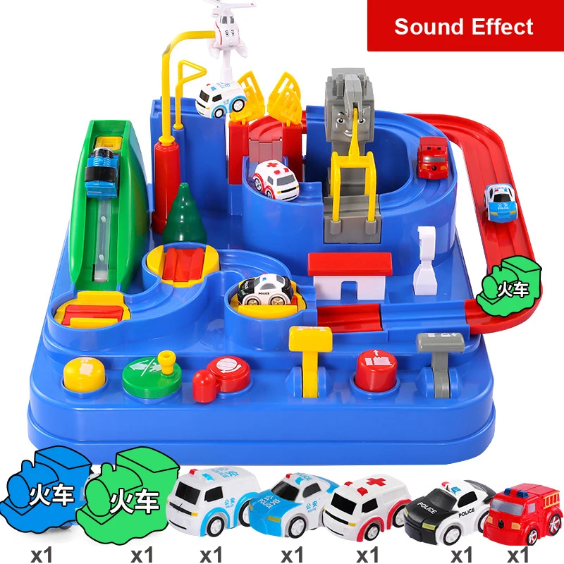 Детский гоночный трек комбинированный инерционный поезд с ручным управлением