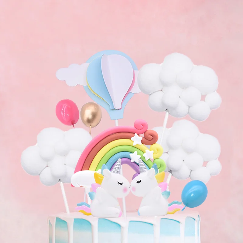 Радужный Единорог торт Topper Cloud Balloon форма флажки для торта свадебной вечеринки
