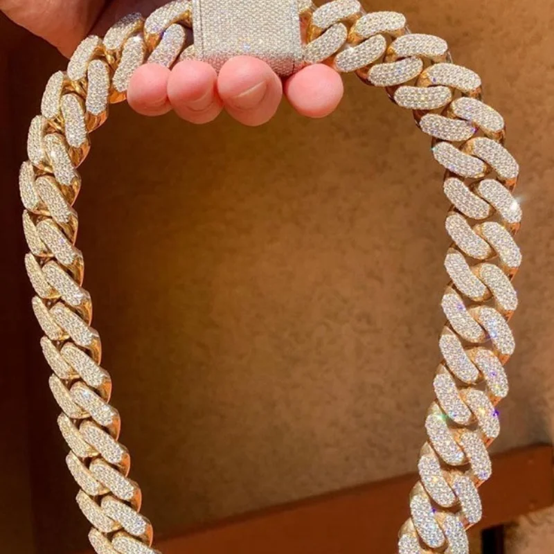 

OTIY 23mm Cuban Chain Men`sNecklace VVS Moissanite High End Custom