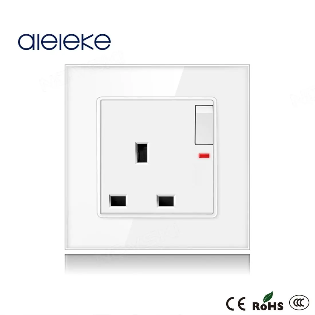

13A UK Standard Switched Socket Wall Outlet 1 Gang ON OFF Switch Grounded With Children Protective Door
