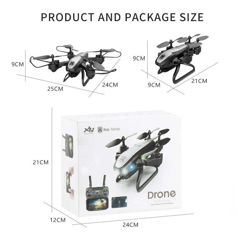 

KY909 Folding RC Drone 4 K/1080P HD Camera WiFi FPV Helicopter Led Verlichting Optische Stroom hoogte Hold Rc Quadcopter 20 Min