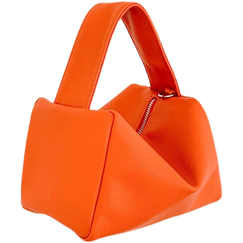 

[BXX] Women New Orange Elegant Small Handbag Pu Leather Flap Personality All-match Top-handle Bag Fashion Tide 2021 GF0099
