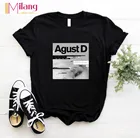 Женские черные футболки Agust D, футболки с коротким рукавом, лето 2020, брендовая одежда на выбор, топы для девочек