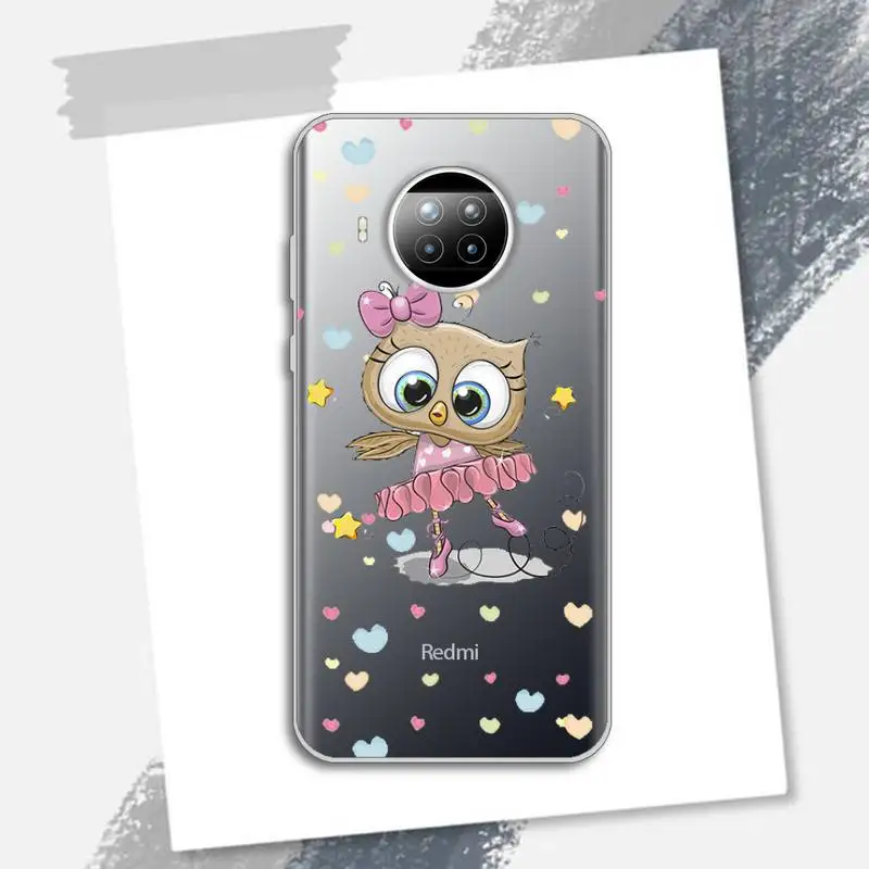 

Baby Cute Owl Phone Case Transparent for Xiaomi Redmi note 10 t 8 9 pro lite 11